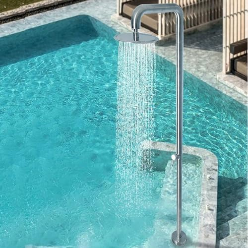 Doccia autoportante per esterni, colonna doccia a pioggia in acciaio inox con soffione regolabile per cortile, piscina, patio, spiaggia, spa, perfetta per rilassarsi all'aperto