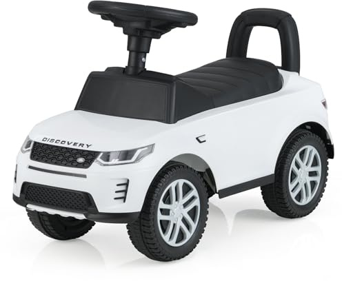 DREAMADE Rutschauto für Kinder, Land Rover Rutscherfahrzeug mit Lenkrad, Hupe, Motorsound, Stauraum & Kippshutz, Aufsitzauto für Kinder ab 1 Jahr (Weiß)