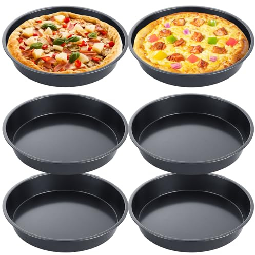 AKOLAFE 6Pack Deep Dish Pizza Pan 10 Inch Personal Pizza Pans Round Pizza Pan for Oven Non Stick Pizza Plates Set Metal Pizza Baking Sheet Platter Carbon Steel Nonstick Pizza Trays for Serving Cooking