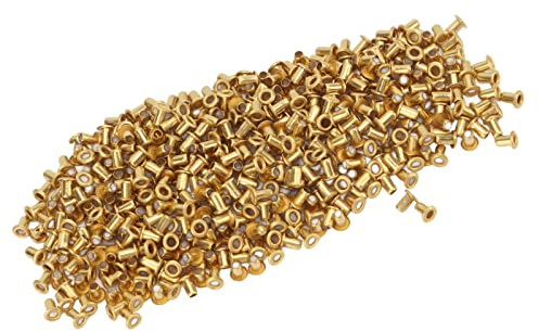 Phefop 500 Vêtements en Laiton à Rivets Creux, Bords Arrondis, œillets en Cuivre, Artisanat de Bricolage avec une Excellente élasticité, Largement utilisé dans les Sacs en Cuir, les (1)