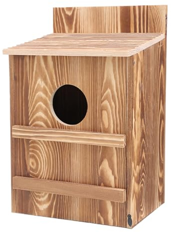 Eulen Nistkasten Aus Holz Mit Rundem Eingang Für Käuze Falken Vögel Im Garten Leicht Zu Montieren Inklusive Befestigungsschrauben Wetterfest