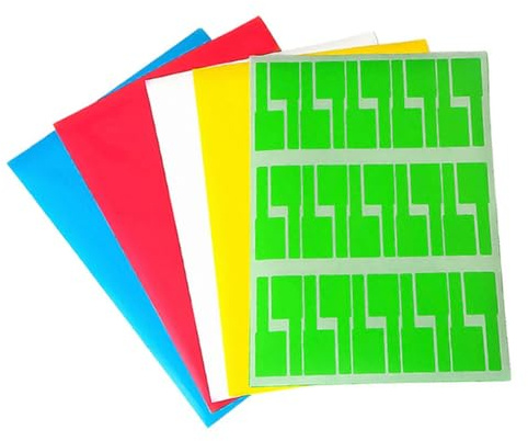 Mipcase 15 hojas Etiquetas Autoadhesivas para Cables Forma P Resistentes al Agua Desgarro Multicolor para Identificación Redes y Oficina Color Aleatorio Color Aleatorio