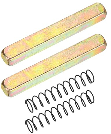 sourcing map 2Pcs Door Knob Spindle, 60mm Spare Door Handle Spindle Bar with Spring, Vintage Straight Knob Replacement Parts for Mechanical Locks, Gold Tone