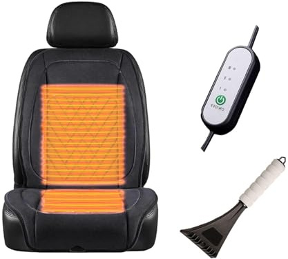 Super caldo 𝐫𝐢𝐬𝐜𝐚𝐥𝐝𝐚𝐦𝐞𝐧𝐭𝐨 𝐬𝐞𝐝𝐢𝐥𝐢 𝐚𝐮𝐭𝐨, Viene Fornito Con Una Pala Da Neve, Coprisedili Auto Universale Adatto a vari modelli di auto,Black-Singleseat