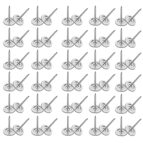 iplusmile Clous de Tapissier Décoratifs en Acier Inoxydable 200 Pcs Tête Plate et Ronde 11 MM Diamètre Tête 17 MM Longueur Fixation Renforcée pour Canapé Meubles Rembourrés et