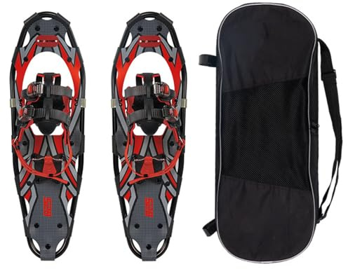 kranero 21/25/30 Inch Weight Snowshoes Snow Shoes Cross Country Skis Heel Lift Toe Box for Women Men Youth Carrying Bag Snow Baskets(赤,930)