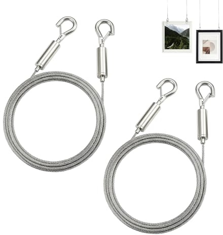 JIXLOUR 2 x 2 x 2 x 1,5 mm cuerda colgante ajustable cuerda cuerda ajustable para colgar fotos, paneles luminosos, imágenes