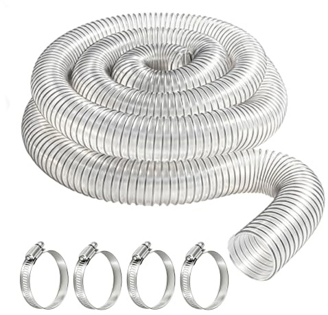 50mm Transparenter PVC Staubsammelschlauch, Flexrohr Saugschlauch für Werkstattstaubsauger, Staubsaugerschlauch Absaugschlauch PVC Rohr 50mm Spiralschlauch für Werkstatt Staubsauger Teichpumpe