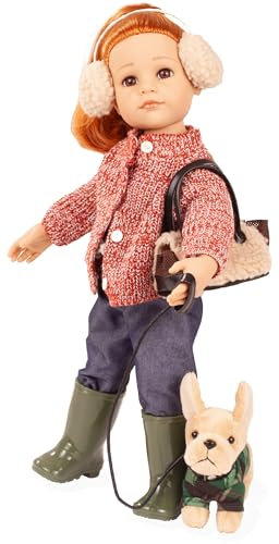 Götz 2559011 Hannah and Her Dog - Und Ihr Hund - 50 cm große Stehpuppe, rote Haare und braune Augen - 11-teiliges Set