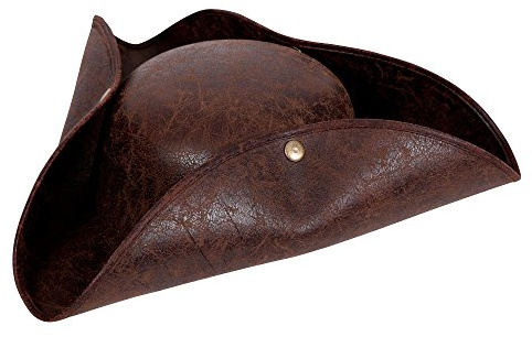 Wicked Costumes Deluxe Pirate Hat for Adults – Leather Look Caribbean Pirate Captain Fancy Dress Accessory – Tricorn Buccaneer Hat for Halloween, Parties & Cosplay