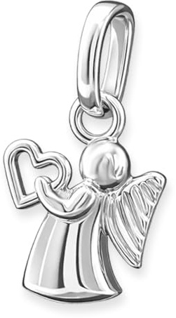 CLEVER SNMUCK silver berlock liten mini ängel 10 med hjärta i handen och glänsande STERLING SILBER 925 för barn i presentförpackning