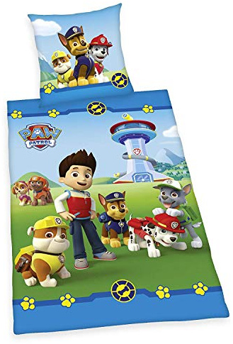 Herding PAW PATROL Bettwäsche-Set, Wendemotiv, Bettbezug 135 x 200 cm, Kopfkissenbezug 80 x 80 cm, Baumwolle/Renforcé