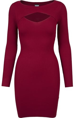 Urban Classics Ladies Cut out Dress Vestido, Rojo (Borgoña 606), S para Mujer