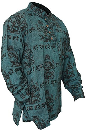 SHOPOHOLIC FASHION Lätt festlig hippieskjorta för män, Turkos, XL