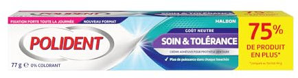 Polident Crème Fixative pour Prothèses Dentaires Partielles/Complètes Soin & Tolérance 77 g