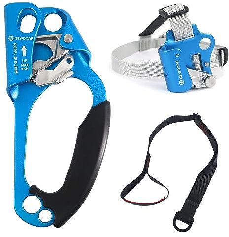 NewDoar UIAA & CE-zertifizierte Handsteigklemme Seilklemme Ascension Kletterbaum Baumpfleger Abseilen Ausrüstung Seilklemme für 8~13 mm Seil-Anzug Rechts Blau