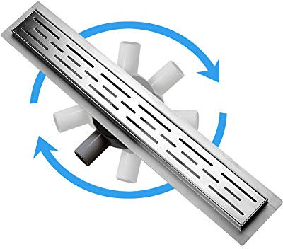 S SIENOC Desagüe de ducha 60cm 360°de acero inoxidable 50cm extremadamente plano- Rejilla de ducha de desagüe de suelo de baño de acero inoxidable baño largo invisible - diseño moderno líneas