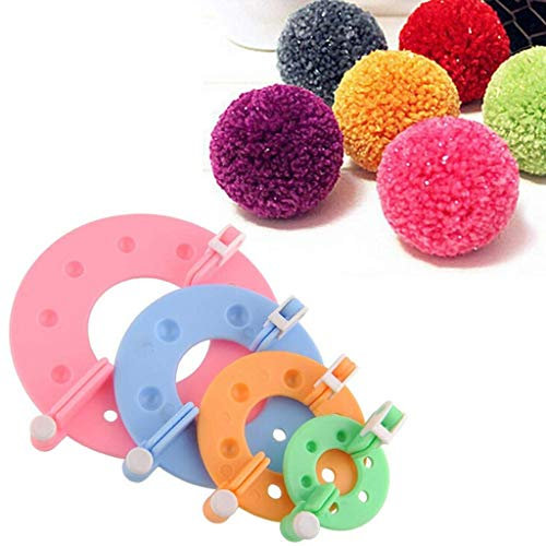 4 Größen Fusselbälle Weaver Maker, Pompom Maker Tool Set Strickwerkzeuge Pompom Strickmaschine Bommel Webbommel Wolle Ball DIY Tool Kit (8 Stück)