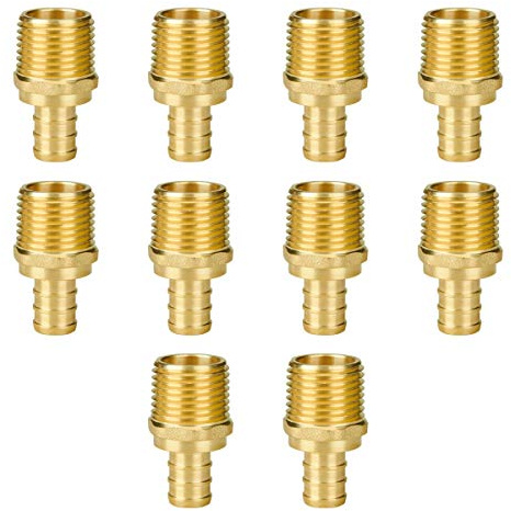 SUNGATOR Pex Fittings 1/2 Inch, 10-Pack 1/2 Pex Male Adapter, 1/2 NPT to 1/2 PEX, No Lead Brass, 1/2 Inch Pex Fittings For Pex Pipe, NSF, UPC Certified