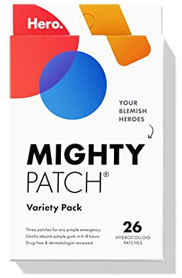 Mighty Patch Variety Pack von Hero Cosmetics - Hydrokolloid Akne Pickel Patches zum Abdecken von Zits und Hautunreinheiten, Punktaufkleber für Gesicht und Haut