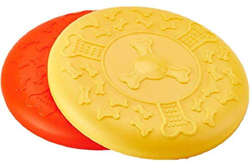 Qazxsw Frisbees Hund Frisbees Spielzeug Haustier TPR Frisbee Hund Bissresistente weiche Frisbee Hundetraining Spezielles Frisbee Flying Saucer Toy, Gelb, 23 cm