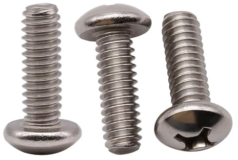 #10-32 x 3/4 inch (50 pcs) Phillips Pan Head Machine Screw Bolt, 304 Stainless Steel 18-8 Rounded Head Screws, UNF Full Thread, Bright Finish