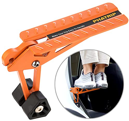 PHATRIP Pedal Puerta Coche, Gancho Plegable para Brazo de Bloqueo, en Forma de U, Fácil Acceso al Techo, Apto para la Mayoría de Vehículo, SUV, Jeep (Naranja)