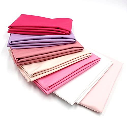 VmG-Store Baumwollstoff Set 148cm Breite 100% Baumwolle 3,5m Stoffpaket Patchwork Nähen DIY Meterware Farbset Stoffe für Kleidung Deko Basteln (7, Rosatöne)