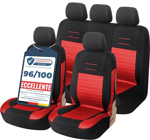 upgrade4cars Housse de Siege Voiture Universelle Noir Rouge Accessoires | Pour sièges avant & arrière | convient à la plupart des voitures | Lavable & confortable | Qualité éprouvée