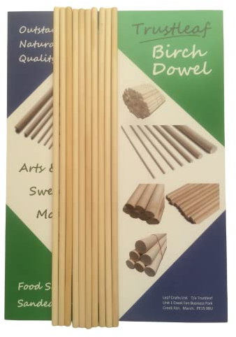 Trustleaf 6mm x 30cm Birch Hardwood Wooden Dowels (10 Dowels)