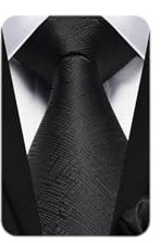 HISDERN Black Ties for Men Silk Twill Woven Tie Formal Business Neckties Handkerchief Designer Wedding Necktie and Pocket Square Set Corbata Negra
