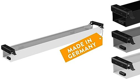 boho office® Kabelkanal Schreibtisch Kabelmanagement Kabelbox - beidseitig klappbare Kabelwanne inkl. Zubehör - Cable Organizer Desk Kabelmanagement durch Kabelschacht - Weiß 107 cm