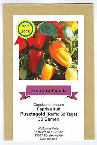Gemüsepaprika – Pusztagold - sehr lecker und vielseitig – 30 Samen