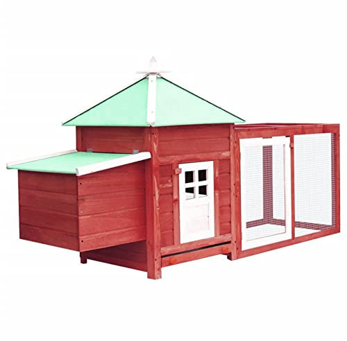 Tidyard Kycklinghus Trädgårdsburen för höns i trä med Hus Häckande 193x68x104 cm,Cage för höns Estrno fjäderfä i trä,Utomhus hönshus,Kycklinghus med stuga Cova