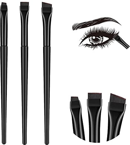 ZZLBZN 3Pcs Eyeliner Brush Kit, Professional Eyebrow & Eye Makeup Brushes, Flat, Fine Angled, Slanted Angled Brow Brushes for Cosmetics & Shaping Eyebrows