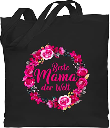 Baumwolltasche - Taschen - Beste Mama der Welt Geschenk I Mama Geschenk I Mutter I Mutti - Unisize - Schwarz - tasche zum muttertag mom muttertagsgeschenk kranz beutel