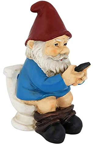Garden Gnomes Funny Ornament Naughty Garden Gnome on a Toilet Garden Gnome Figurine Funny Gnomes Set for Yard Lawn