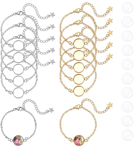 UNICRAFTALE Armbänder aus Edelstahl mit Cabochons aus transparentem Glas, Armband, Parameter der Lünette, Tablett, Armbänder