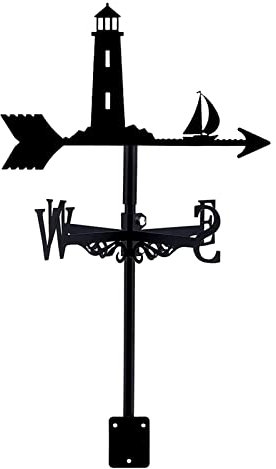 EICOFF Veleta de Viento Decorativa, Veleta en el jardín, al Aire Libre, Veleta, veleros, Torres de vigilancia, Faros, indicador de dirección del Viento, Pintura en Aerosol Negra, Patio, Techo, Gran