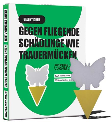 RepellShield® 50 PCS Yellow Fly Trap Double-Sided Stickers - Fruit Fly Trap, Gnat Sticky Traps, Sticky Fly Traps Indoor Plant - Fly Traps, Fly Stickers, Fly Catchers, Plant Fly Stickers, No Gnats