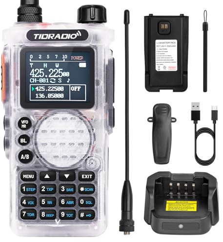 (2nd Gen) TIDRADIO TD-H8 10W Ham Radio,Bluetooth Programming, Dual Band VHF/UHF Walkie Talkies for Adults Long Range, Two Way Radio 199CH VOX FM for for In&Outdoor-Crystal, 1 Pack