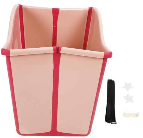 Bañera Plegable Portátil, Instalación Gratuita, Bañera de Hidromasaje, Bañera de Hidromasaje, Baño de Hielo, Baño Familiar, Bañera de Spa para Niños Pequeños y Adultos (PINK)