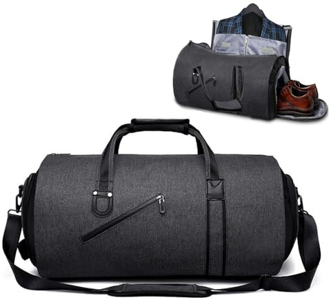 JTBDWOSK Reisetasche,Umwandelbare Kleidersäcke für die Reise,Reisetasche Kleidersack 2 In 1,Wasserdichter Kleidersack mit Schultergurt - Weekender-Tasche für Reisen und Geschäftsreisen,Schwarz