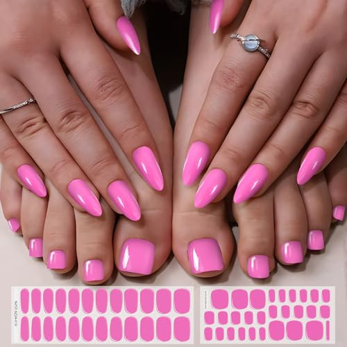 EBANKU 52P set di strisce per unghie in gel semi polimerizzate, strisce unghie in gel dita dei piedi, vero smalto unghie in gel, unghie salone acasa, richiede luce UV con lima (Momo)