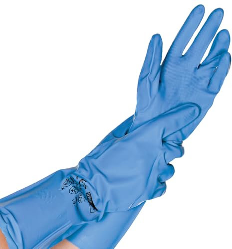 FRANZ MENSCH 144 Stück Hygostar Chemikalienschutzhandschuhe Professional | Nitril, blau, 9/L, L: 34cm, Karton, Chemikalien Schutz Handschuhe, Nitrilhandschuhe