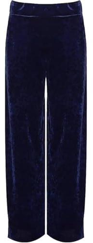 Dam vintermode enkel sammet palazzo breda ben underdel damer kväll festkläder byxor gata mode baggy byxor formella casual palazzo byxor svart UK 12-14, Marinblått Xsp, 50/52 SE