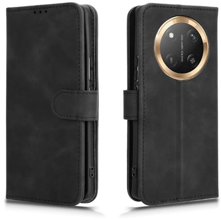 HAOYE Funda para Huawei Honor Magic 7 Lite / Magic7 Lite, Funda Tapa Libro Movil Carcasa PU Cuero Case Cover con [Protección Completa] [Ranura Tarjeta][Función Soporte], Negro