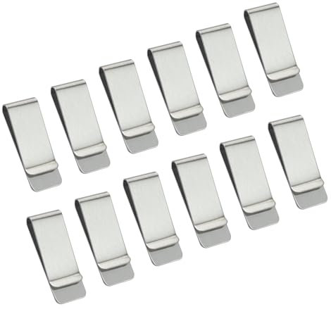 12 Stück Silberne Geldklammern, Metall-Bargeldklammer, schmaler Kreditkartenhalter aus Edelstahl für Männer und Frauen, tragbar, leicht, poliert, Halter für Geldscheine, Rechnungen (5,1 cm/2 Zoll)