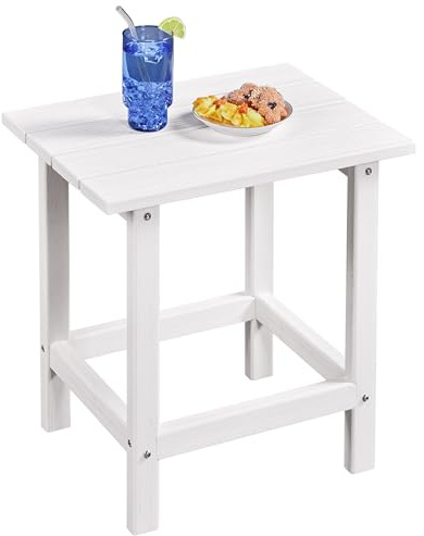 Yaheetech 4kg Mesa de Terraza HDPE Resistente al Agua y Sol con Estilo Adirondack y Carga 118kg para Terraza/Balcón/Patio/Piscina, Color Blanco