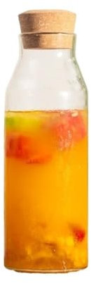 FAJNUZI2024 Water Carafe Borosilicate Water Pitcher Cold Brewed Tea Glass Bottle With Cork Jar Fruit Wine Storage Container 800ml/1200ml Water Jugs(1200ml)